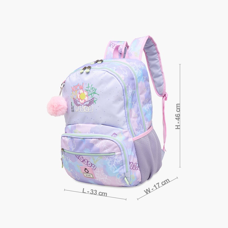 Enso Backpack-New Vibes-2 Cmprt-26 Liters-Girls (Polyester) Purple \ 33X46X17 - Image 4